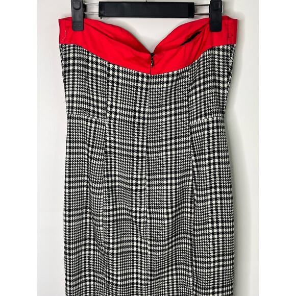 Karlie Bow Houndstooth Strapless Knee Length Sheath Dress Gray Women's Sz Small - Picture 5 of 11